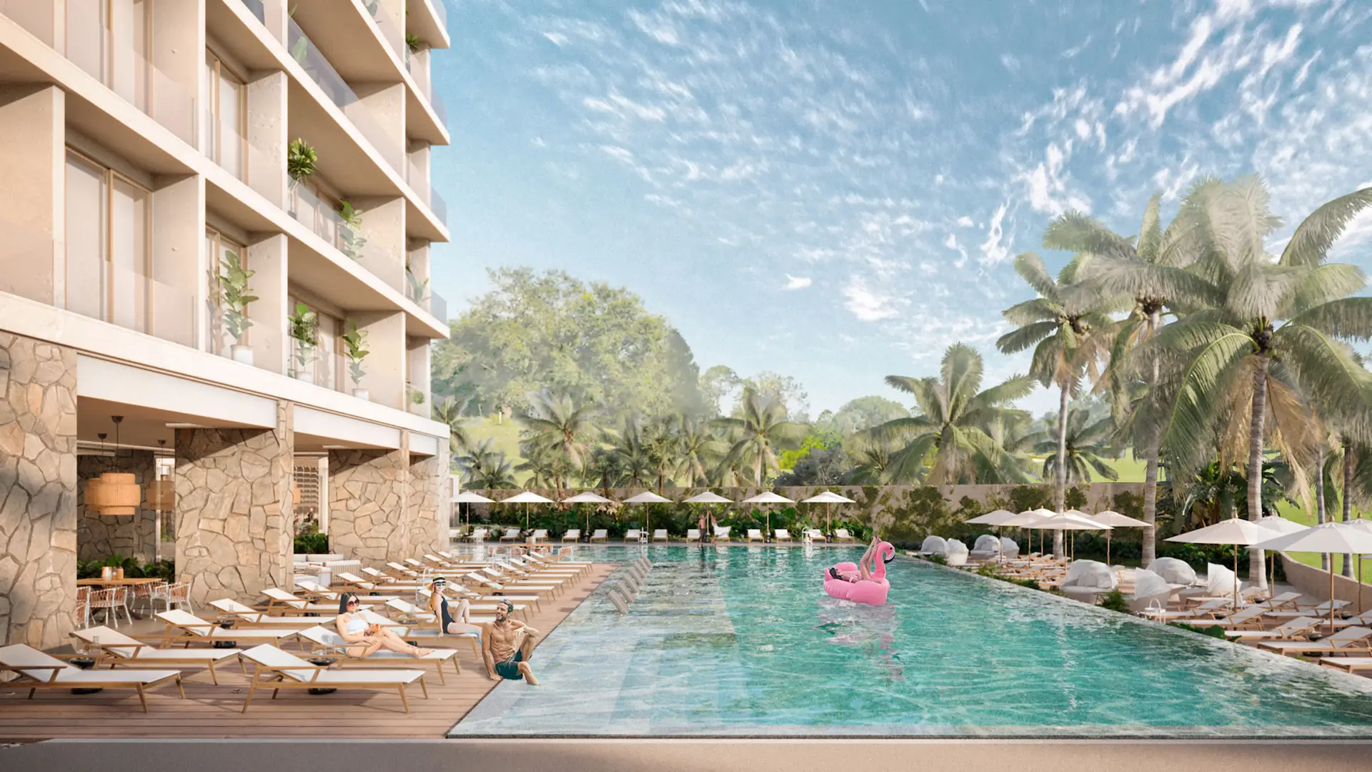 Piscina infinita con vistas al Pacífico en Deimare